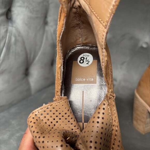 Dolce Vita Perforated Leather Ankle Booties – Tan – Women’s 8.5‎ - Picture 7 of 9